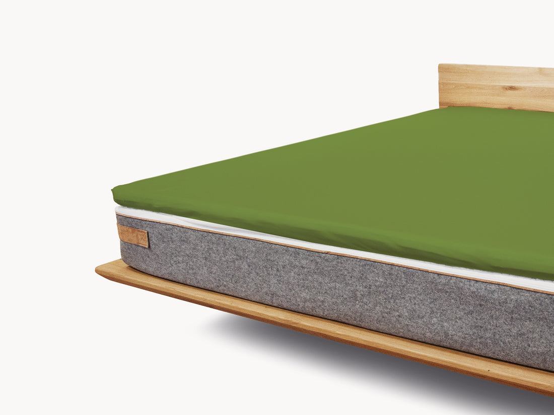 Premium Topper Spannbetttuch olivengrün 80 - 90 x 200 - 210 cm - Sale