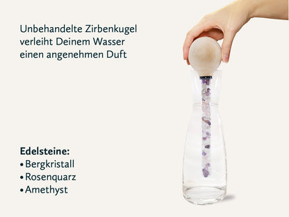 Zirben Kugel Set mit Edelsteinstab ~ Blume des Lebens